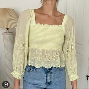 Smocked yellow American eagle top